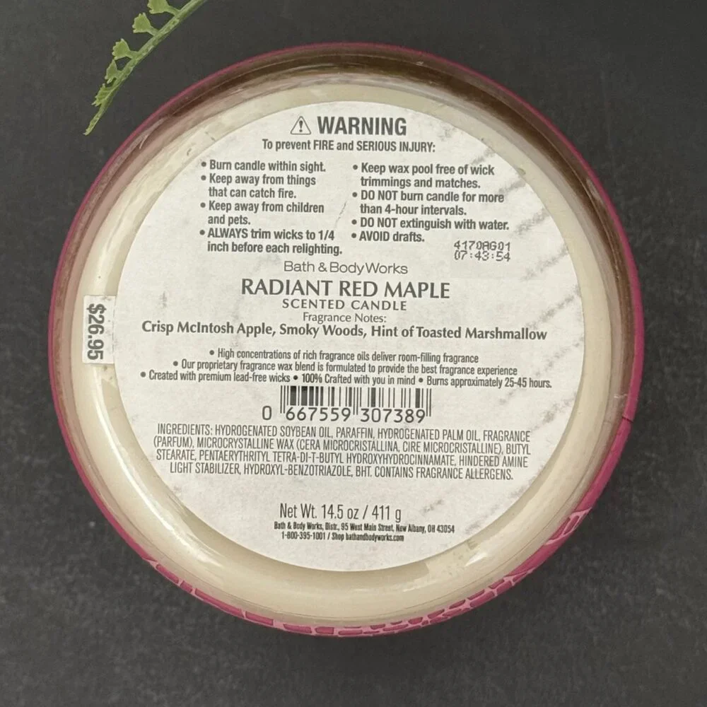 BBW Radiant Red Maple Bath & Body Works 3 Wick Candle